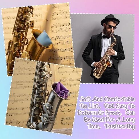 12PCS Clarinet Cleaning Cloth, Inside Tube Clarinets Cleaning Kit, Clarinet Clean Swab with Weighted String, Suitable for Clarinets, Piccolos, Flutes, Saxophones (Blue, Purple, Grey) in Kuwait