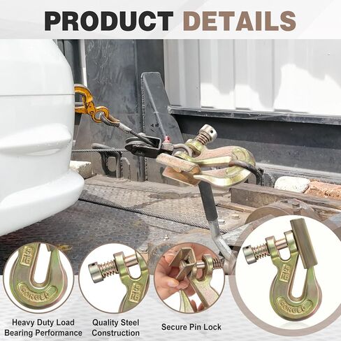 4 Pcs 5/16" Pin Lock Clevis Grab Hook with Latch Slip Hook G70 Steel Forged Safety Latch 4, 700lbs Capacity for Towing Trailer Winch Logging Transport Truck in Kuwait