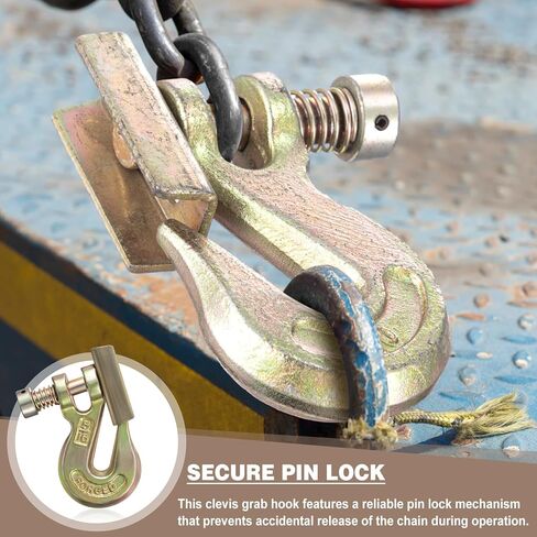 4 Pcs 5/16" Pin Lock Clevis Grab Hook with Latch Slip Hook G70 Steel Forged Safety Latch 4, 700lbs Capacity for Towing Trailer Winch Logging Transport Truck in Kuwait