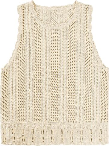 Women's Beach Cover Up Sleeveless Crochet Vest Summer Lightweight Hollow Out Mesh Sweater Top Vacation Swimwear 2025 in Kuwait