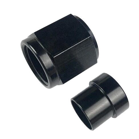 6 an Female to 3/8" Tube Nut & Sleeve 37 Degree Aluminum Black Hardline an 6 in Saudi Arabia