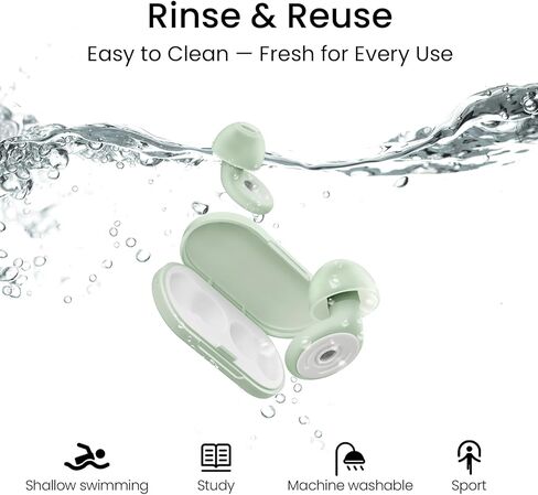 Ear Plugs, Soft Ear Plugs for Sleeping - 30dB Noise Cancelling Reusable Silicone Earplugs, Ultra Comfortable Fit for Studying, Concerts, Travel, 8 Ear Tips-Bean Green in Kuwait