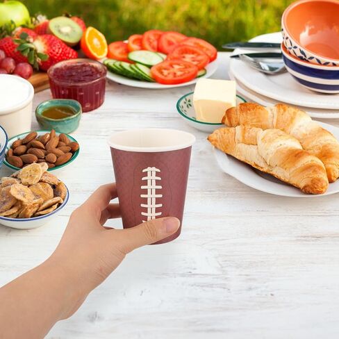 Cabilock 24pcs Thicken Paper Water Cups Rugby Football Party Disposable Paper Cups Sports Theme for Game Day and Tailgate in Saudi Arabia