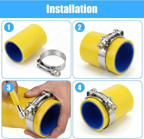 14PCS T-Bolt Hose Clamps 7 Sizes Stainless Steel Turbo Intake Intercooler Clamp, Working Range 28mm-116mm for 0.75" -4'' Hose ID, Radiator Hose Clamp for Automotive in Kuwait