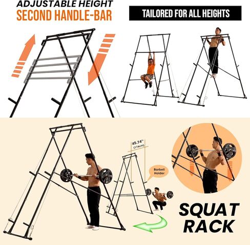 حامل القرفصاء طويل القامة مقاوم للصدأ ومقاوم للصدأ، رف القرفصاء قابل للطي وبرج طاقة ثابت متعدد الوظائف، جهاز تمرين متين للمنزل والجيم وتدريبات القوة ومعدات اللياقة البدنية المحمولة في الأماكن المغلقة والخارجية قائمة بذاتها in Kuwait