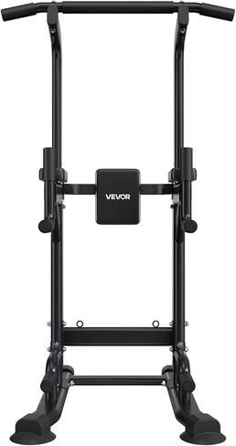 VEVOR Pull Up Bar, 330 LBS Power Tower Dip Station, Workout Dip Station with H-Shaped Stable Base & Back Pad, Adjustable 12 Level Height Free Standing Chin Up Bar for Back, 4-Level Adjustable Back Pad in Saudi Arabia