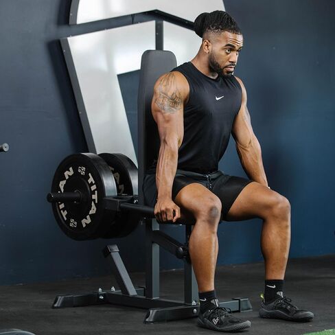 Titan Fitness Seated Dip Machine, Plate Loaded Dip Machine Rated 200 LB, Seated Triceps Dip Machine, Adjustable Padded Seat Backrest, Doubles as Bicep Curl Station in Kuwait