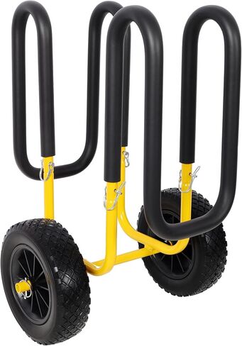 عربة كاياك بوزن 150 رطلاً لـ 2 SUPs وألواح ركوب الأمواج مقاس 10 بوصات إطارات مسطحة خالية من الشاطئ دوللي قابلة للطي كاياك دوللي مع حامل كاياك خفيف الوزن للتجميع السريع للعشب الرملي والحصى باللون الأصفر in Kuwait