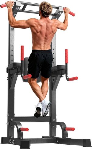 DlandHome Power Tower Pull Up Bar Station, Heavy Duty Adjustable Height for Home Gym Strength Training Equipment 330LBS Weight Capacity, Pull Up Dip Station in Kuwait