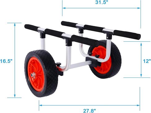 عربة كاياك شديدة التحمل بعرض قابل للتعديل مع عجلات بدون هواء مقاس 12 بوصة سعة 300 رطل عربة دوللي لنقل الألومنيوم محمل كاياك للزورق in Kuwait