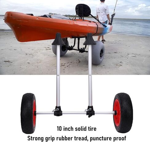 aqxreight Kayak Cart Canoe Carrier Boat Trailer Transport Adjustable Width Metal Frame Foldable Heavy Duty Kayak Trolley with 10 Inch Solid Tires for Kayaks Canoes Small Boats in Saudi Arabia
