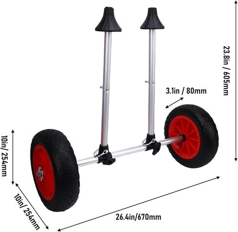 aqxreight Kayak Cart Canoe Carrier Boat Trailer Transport Adjustable Width Metal Frame Foldable Heavy Duty Kayak Trolley with 10 Inch Solid Tires for Kayaks Canoes Small Boats in Saudi Arabia