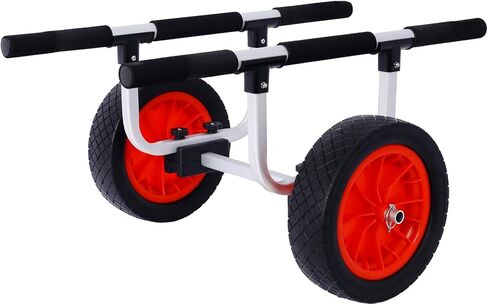 عربة كاياك شديدة التحمل بعرض قابل للتعديل مع عجلات شاطئ مسطحة مقاس 12 بوصة، حامل نقل دوللي، عربة كاياك قابلة للتعديل مع عجلات بدون هواء، سعة 300 رطل لزوارق الكاياك، لوح التجديف in Kuwait