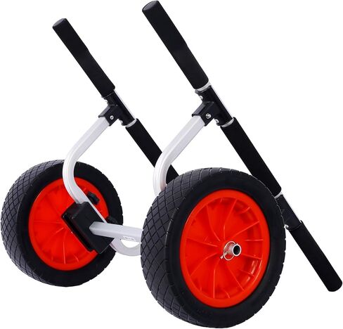 عربة كاياك شديدة التحمل بعرض قابل للتعديل مع عجلات شاطئ مسطحة مقاس 12 بوصة، حامل نقل دوللي، عربة كاياك قابلة للتعديل مع عجلات بدون هواء، سعة 300 رطل لزوارق الكاياك، لوح التجديف in Kuwait