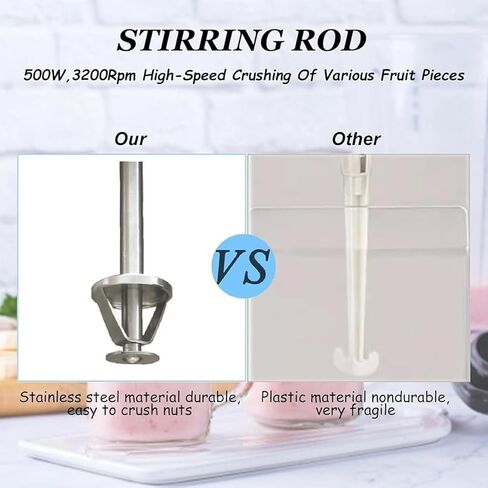 آلة خلط اللبن الزبادي الكهربائية التجارية، 3200 دورة / دقيقة من الفولاذ المقاوم للصدأ آلة خلاط الآيس كريم مع 3 أكواب يدوية، للزبادي، الشربات in Kuwait