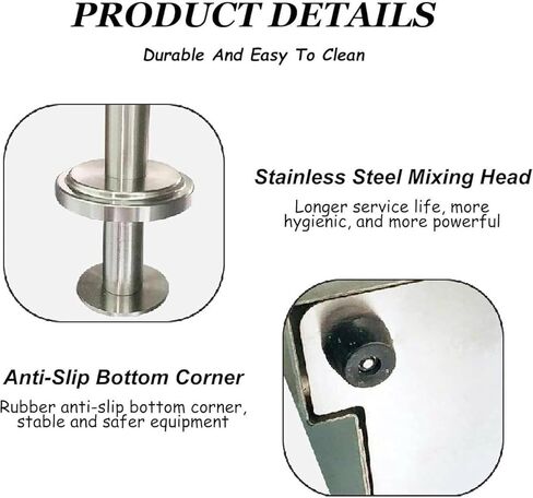 آلة خلط اللبن الزبادي الكهربائية التجارية، 3200 دورة / دقيقة من الفولاذ المقاوم للصدأ آلة خلاط الآيس كريم مع 3 أكواب يدوية، للزبادي، الشربات in Kuwait
