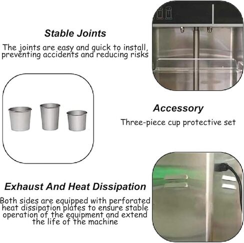 آلة خلط اللبن الزبادي الكهربائية التجارية، 3200 دورة / دقيقة من الفولاذ المقاوم للصدأ آلة خلاط الآيس كريم مع 3 أكواب يدوية، للزبادي، الشربات in Kuwait