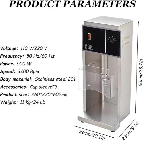 آلة خلط اللبن الزبادي الكهربائية التجارية، 3200 دورة / دقيقة من الفولاذ المقاوم للصدأ آلة خلاط الآيس كريم مع 3 أكواب يدوية، للزبادي، الشربات in Kuwait