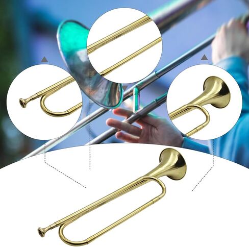 1 Marching Bugle, Brass Trumpet for Beginner, skilled Student & Adult, Gold B Flat Instrument for School Marching Band, Drum group, Orchestra, Portable portable in Kuwait