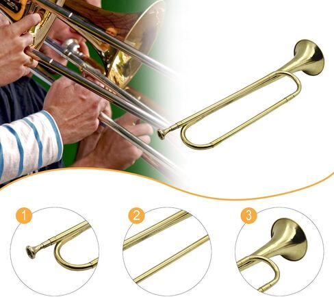 1 Marching Bugle, Brass Trumpet for Beginner, skilled Student & Adult, Gold B Flat Instrument for School Marching Band, Drum group, Orchestra, Portable portable in Kuwait