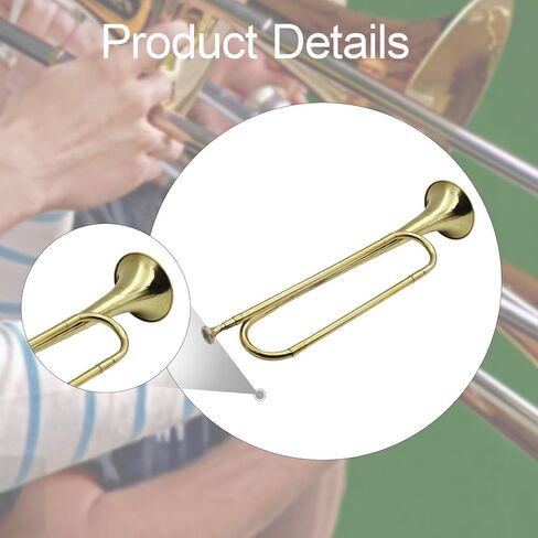 1 Marching Bugle, Brass Trumpet for Beginner, skilled Student & Adult, Gold B Flat Instrument for School Marching Band, Drum group, Orchestra, Portable portable in Kuwait
