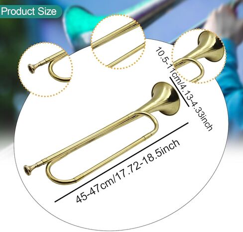 1 Marching Bugle, Brass Trumpet for Beginner, skilled Student & Adult, Gold B Flat Instrument for School Marching Band, Drum group, Orchestra, Portable portable in Kuwait