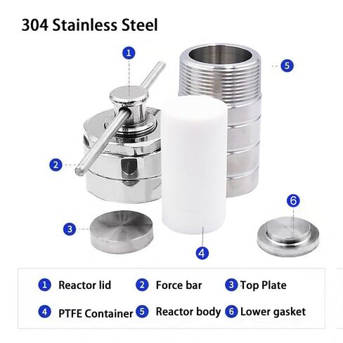 50ml Hydrothermal Autoclave Reactor, Premium 304 Stainless Steel, High Pressure Hydrothermal PTFE Hydrothermal Reactor Digestion Tank PTFE Vessel in Saudi Arabia