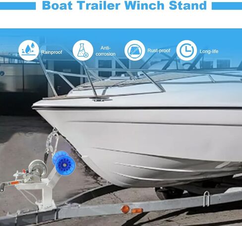 ecutee 1200 رطل قدرة قارب مقطورة ونش الوقوف مع الأسطوانة قابل للتعديل 3 "x4" مقطورة ونش جبل لقوارب الصيد القوارب البخارية المجلفن إطار مقاوم للتآكل غير الصفر البولي يوريثين الأسطوانة in Kuwait