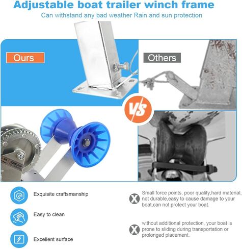 ecutee 1200 رطل قدرة قارب مقطورة ونش الوقوف مع الأسطوانة قابل للتعديل 3 "x4" مقطورة ونش جبل لقوارب الصيد القوارب البخارية المجلفن إطار مقاوم للتآكل غير الصفر البولي يوريثين الأسطوانة in Kuwait
