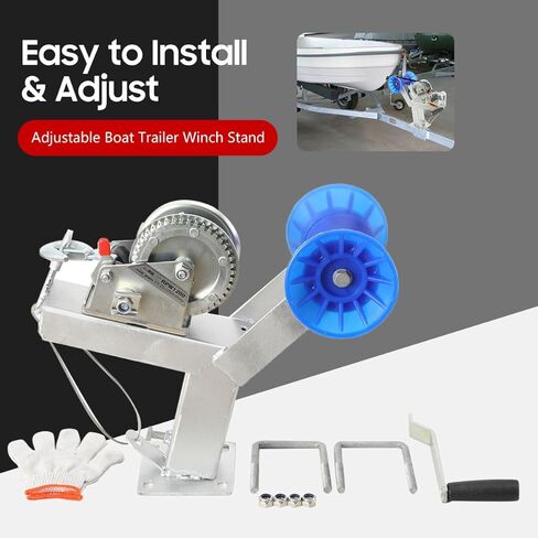 ecutee 1200 رطل قدرة قارب مقطورة ونش الوقوف مع الأسطوانة قابل للتعديل 3 "x4" مقطورة ونش جبل لقوارب الصيد القوارب البخارية المجلفن إطار مقاوم للتآكل غير الصفر البولي يوريثين الأسطوانة in Kuwait