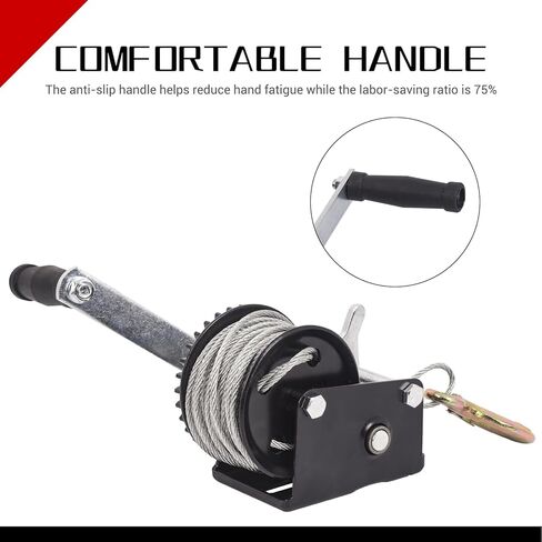 800lbs Heavy Duty Boat Trailer Winch with Gloves, Hand Crank Winch with 33ft Cable Manual Winch, 2-Way Ratchet & 4:1 Gear Trailer Winch, Manual Operated Winch for Trailers ATV UTV Boat Marine ﻿ in Kuwait