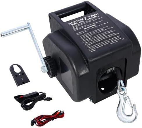 12v Trailer Winch,Reversible Electric Winch, for Boats up to 5000 lbs, Galvanized Wire Rope, Rapid Mount, Handheld Remote,Power in and Manual Out. Black in Kuwait