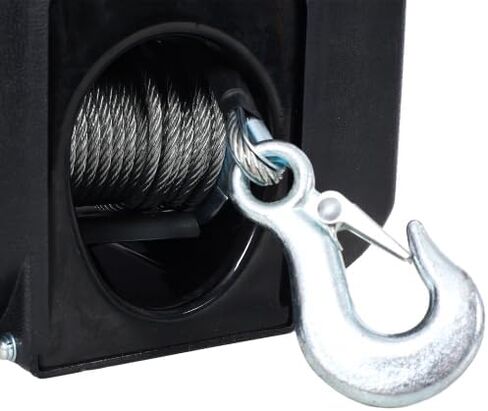 12v Trailer Winch,Reversible Electric Winch, for Boats up to 5000 lbs, Galvanized Wire Rope, Rapid Mount, Handheld Remote,Power in and Manual Out. Black in Kuwait