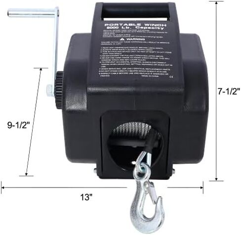 12v Trailer Winch,Reversible Electric Winch, for Boats up to 5000 lbs, Galvanized Wire Rope, Rapid Mount, Handheld Remote,Power in and Manual Out. Black in Saudi Arabia