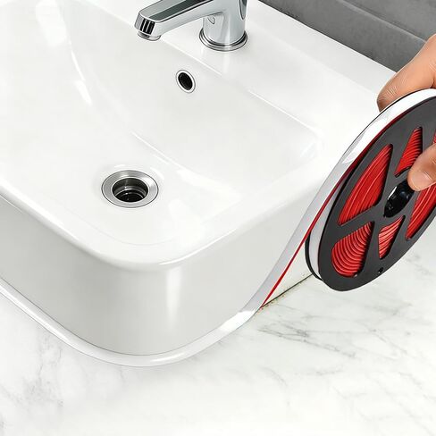 شريط السد مطور مقاوم للماء ذاتي اللصق أبيض 0.3 بوصة × 10 قدم، شريط مانع للتسرب شريط زخرفي للحمام والمرحاض وحوض الاستحمام وحوض الاستحمام in Kuwait