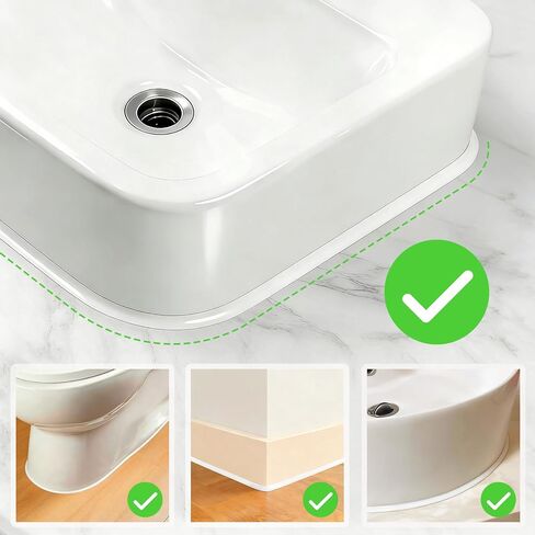 شريط السد مطور مقاوم للماء ذاتي اللصق أبيض 0.3 بوصة × 10 قدم، شريط مانع للتسرب شريط زخرفي للحمام والمرحاض وحوض الاستحمام وحوض الاستحمام in Kuwait