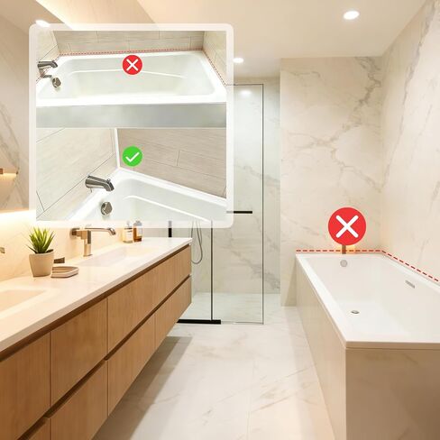 شريط السد مطور مقاوم للماء ذاتي اللصق أبيض 0.3 بوصة × 10 قدم، شريط مانع للتسرب شريط زخرفي للحمام والمرحاض وحوض الاستحمام وحوض الاستحمام in Kuwait