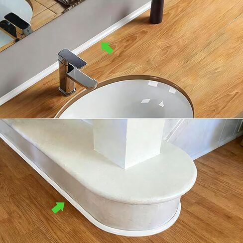 شريط السد مطور مقاوم للماء ذاتي اللصق أبيض 0.3 بوصة × 10 قدم، شريط مانع للتسرب شريط زخرفي للحمام والمرحاض وحوض الاستحمام وحوض الاستحمام in Kuwait