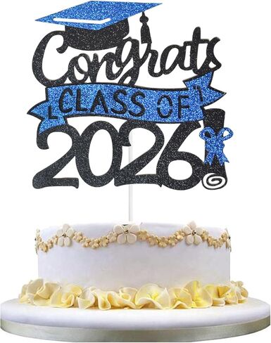 1 حزمة 2025 فئة من الكعكة توبيبر ، براقة تهانينا ديكور كعكة ، تختار كعكة التخرج لاستلوازات زخارف الحفلات في كلية الثانوية العليا (الأسود مع البرتقال) أ in Kuwait