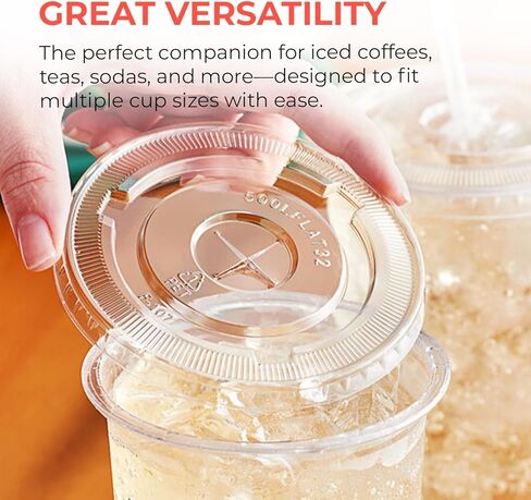 Clear Plastic Cup Lids, (Large) Fits 32 Ounce Cups – 100 Count – Leak-Proof & Durable | Perfect for Large Beverages, Iced Coffee, Smoothies & More (cups not included) in Kuwait