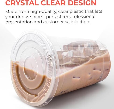 Clear Plastic Cup Lids, (Large) Fits 32 Ounce Cups – 100 Count – Leak-Proof & Durable | Perfect for Large Beverages, Iced Coffee, Smoothies & More (cups not included) in Kuwait