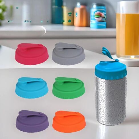 6Pcs Silicone Slim Can Lid Covers for Soda Beer Energy Drinks Juice Beverage Protectors Reusable Dustproof Can Caps Lid in Kuwait