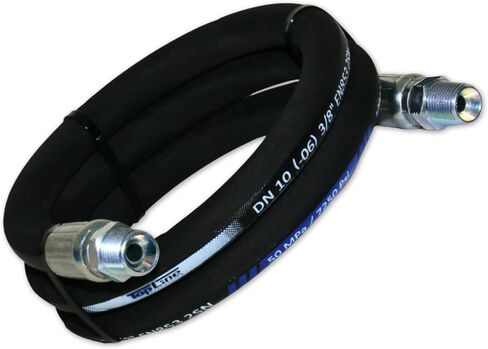 3/8" Hydraulic Hose Assembly with Male NPT X Male NPT 7,250 psi (48 inches) SAE 100 R2AT 2-Wire Braided, Oil-Resistant Rubber Tube, High-Tensile Steel Reinforced | Model HFR206-061M-061M-48 in Saudi Arabia