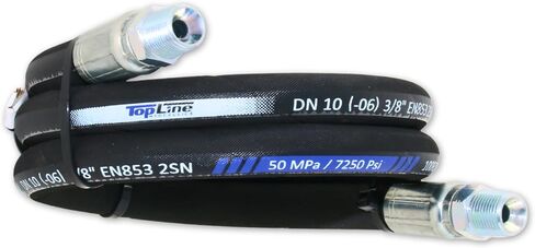 3/8" Hydraulic Hose Assembly with Male NPT X Male NPT 7,250 psi (48 inches) SAE 100 R2AT 2-Wire Braided, Oil-Resistant Rubber Tube, High-Tensile Steel Reinforced | Model HFR206-061M-061M-48 in Saudi Arabia