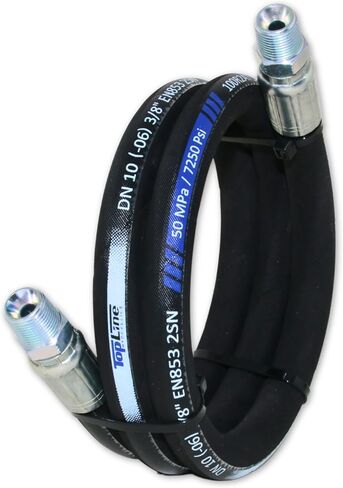 3/8" Hydraulic Hose Assembly with Male NPT X Male NPT 7,250 psi (48 inches) SAE 100 R2AT 2-Wire Braided, Oil-Resistant Rubber Tube, High-Tensile Steel Reinforced | Model HFR206-061M-061M-48 in Saudi Arabia