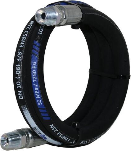 3/8" Hydraulic Hose Assembly with Male NPT X Male NPT 7,250 psi (48 inches) SAE 100 R2AT 2-Wire Braided, Oil-Resistant Rubber Tube, High-Tensile Steel Reinforced | Model HFR206-061M-061M-48 in Saudi Arabia