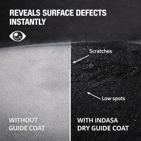 معطف Indasa Dry Guide أسود 100 جرام مع أداة توزيع - معطف دليل مسحوق للكشف عن عيوب السطح على الحشو والبرايمر - بدون قناع، بدون رذاذ زائد، استخدام احترافي للجسم التلقائي in Kuwait