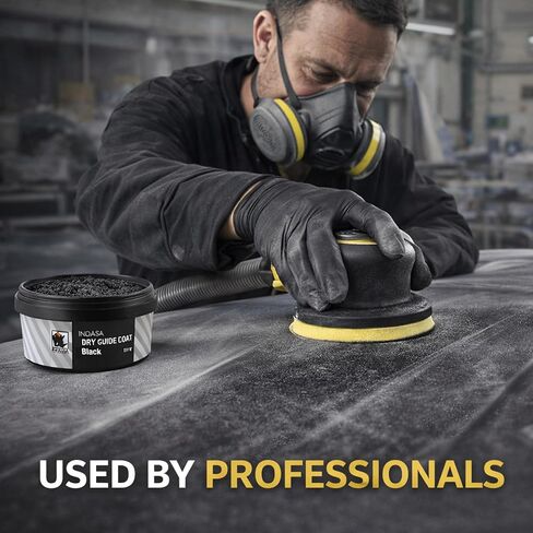 معطف Indasa Dry Guide أسود 100 جرام مع أداة توزيع - معطف دليل مسحوق للكشف عن عيوب السطح على الحشو والبرايمر - بدون قناع، بدون رذاذ زائد، استخدام احترافي للجسم التلقائي in Kuwait