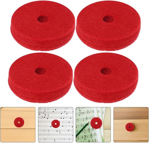 Zerodeko 24pcs Double Layer Red Cymbal Felt Pads 4x0.8cm Drum Mute Pads Set with Anti-vibration Washers for Enhanced Cymbal Protection and Sound Quality, Compatible with Drum Sets and Jazz in Saudi Arabia