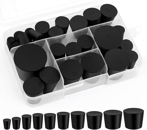 27Pack Solid Rubber Stopper, Coldairsoap Black Lab Plug, 10 Assorted Sizes 000# - 7# Sizes Assortment, for Hole Plugs, Spraying, Coating, Painting Protection in Kuwait